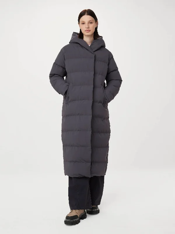 The Highland Long Puffer Coat in Dark Grey