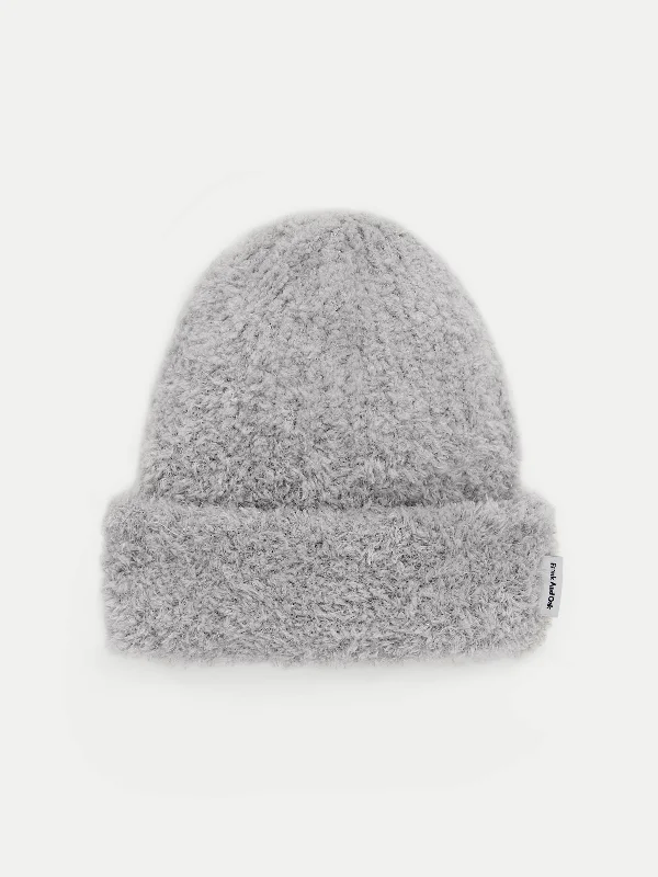 The Fuzzy Merino Wool Beanie in Light Grey