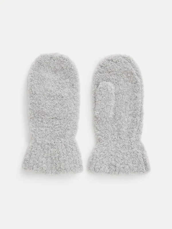 The Fuzzy Merino Wool Mittens in Light Grey