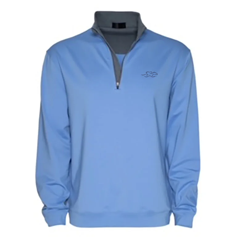 Dress Performance Qtr Zip-Light Blue (with Charcoal)