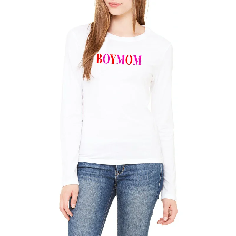 Red & Pink Boymom White Long Sleeve Tee