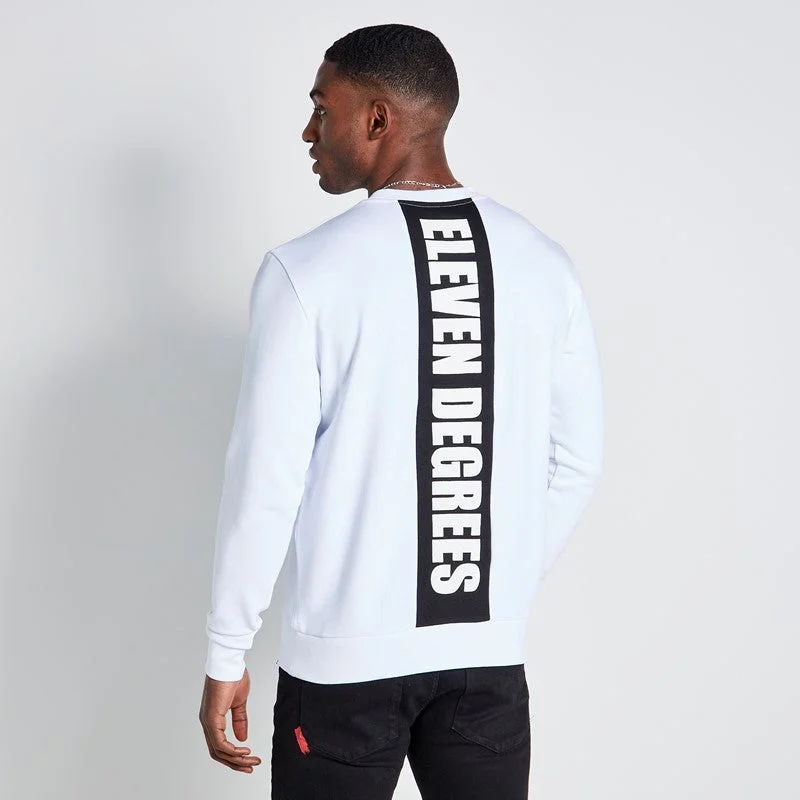 Cut and Sew Printed Back Graphic Sweatshirt - White / Black