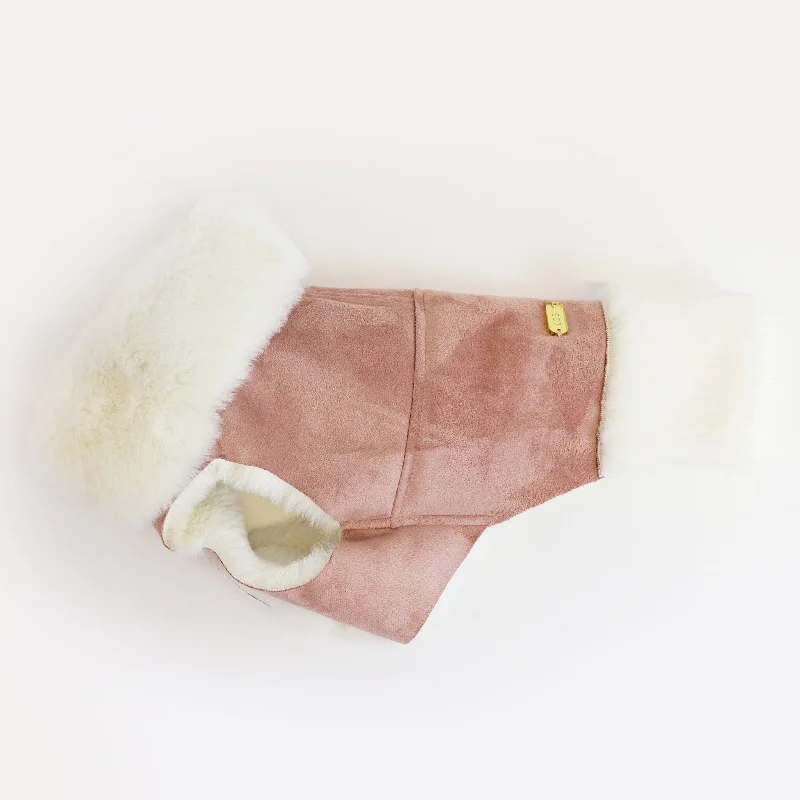 Faux Lambskin Coat - Pink