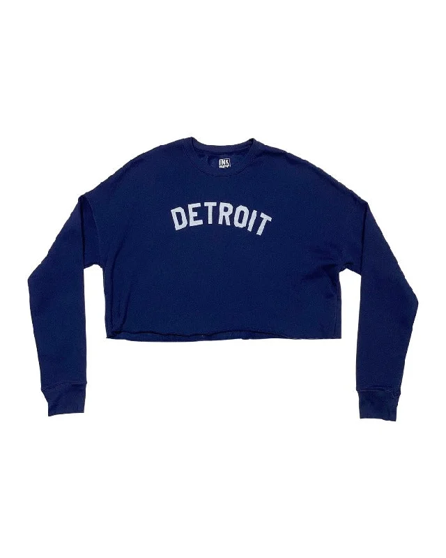 Ink Detroit Women's Cropped Fleece Crewneck Sweatshirt - Navy