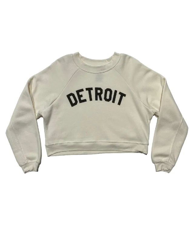 Ink Detroit Women's Raglan Crop Crewneck - Bone