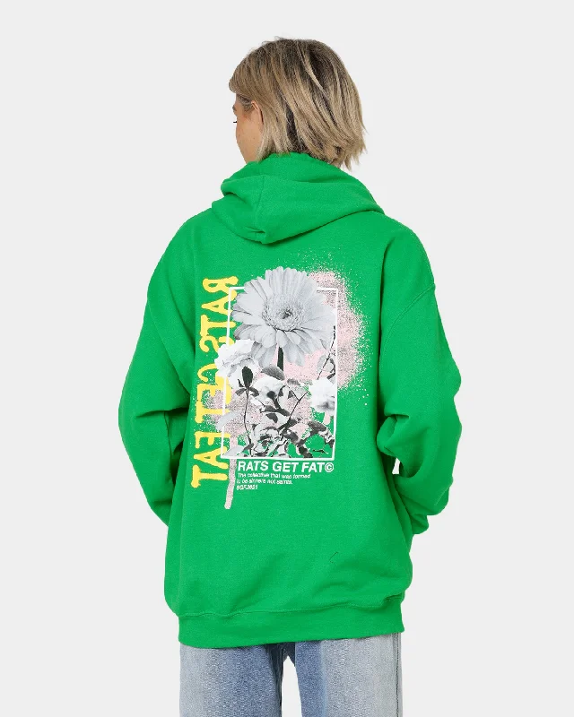 Rats Get Fat Paint Flower Hoodie Green