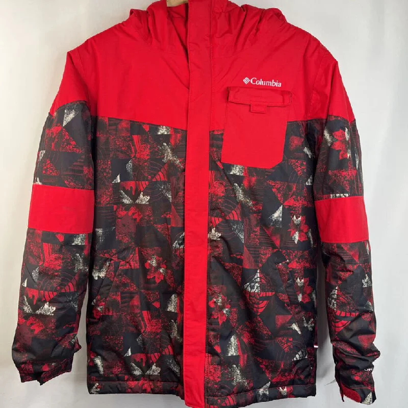 Size 14-16: Columbia Red/Black Patterned Omni-Heat Infinity Zip-Up Winter Coat