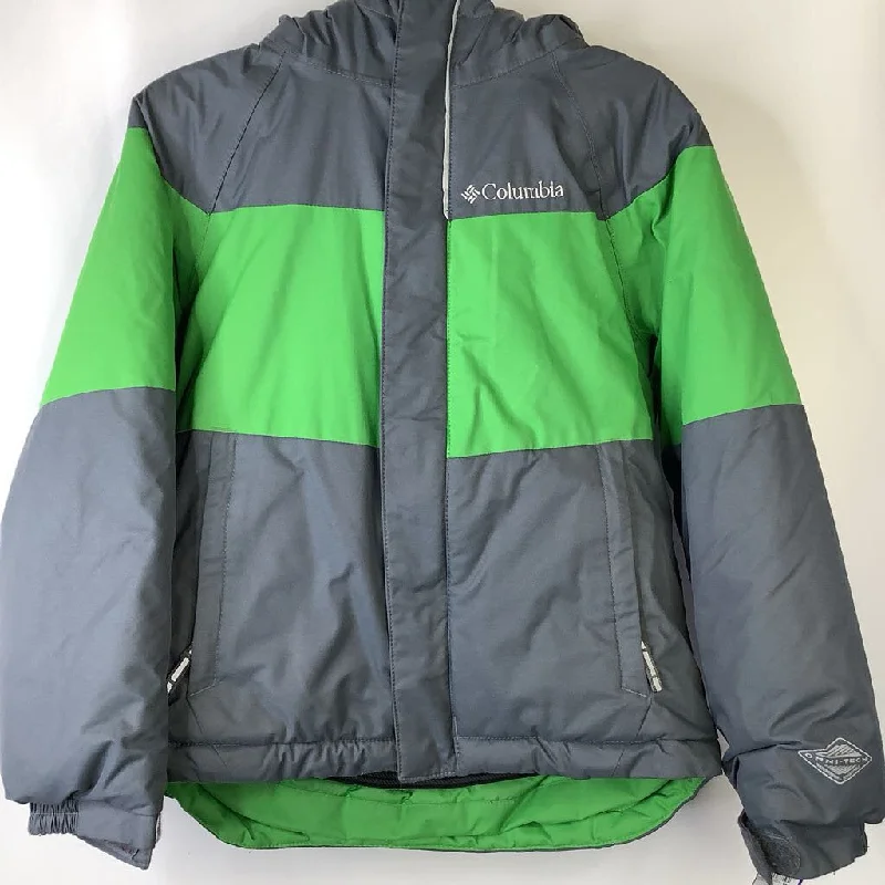 Size 4-5: Columbia Grey/Green Stripe Omni-Heat Zip-Up Winter Coat