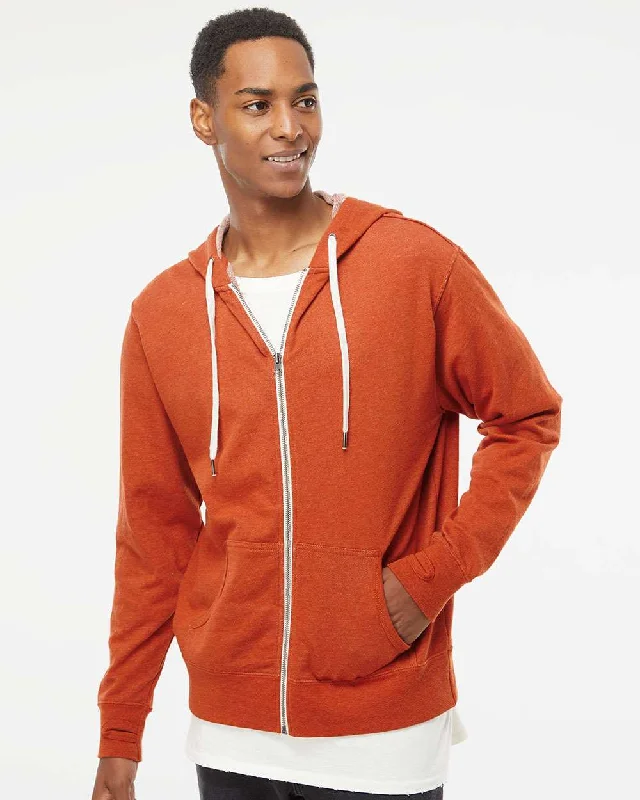 Unisex Heathered French Terry Full-Zip Hooded Sweatshirt