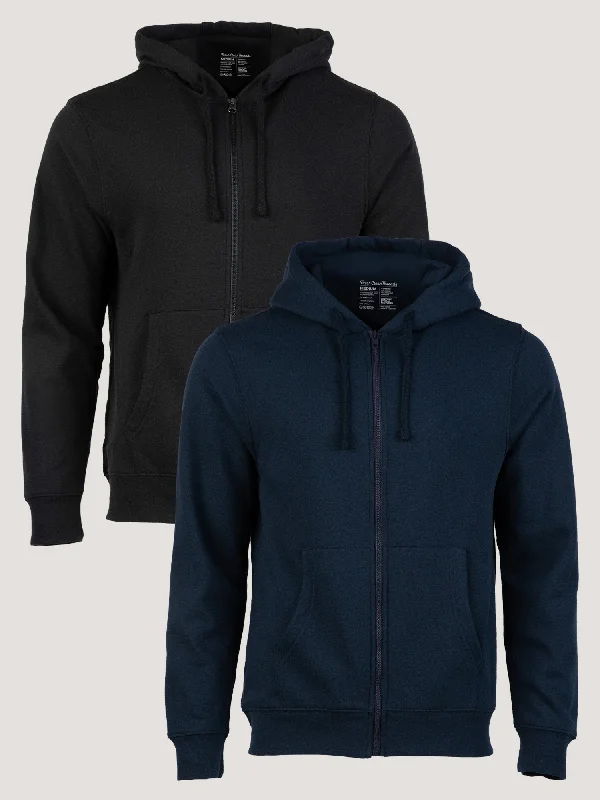 Zip-Up Hoodie Black + Dark Navy 2-Pack