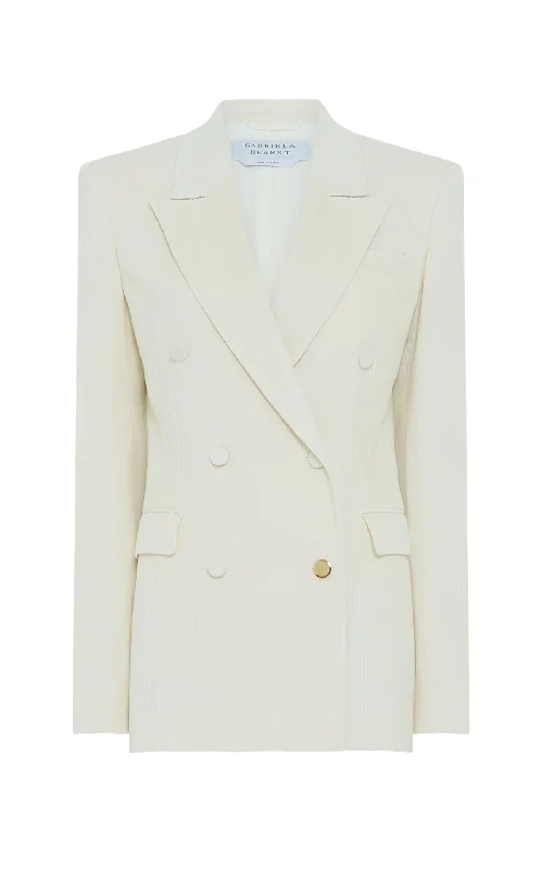 Gavin Blazer in Ivory Sea Island Cotton Corduroy