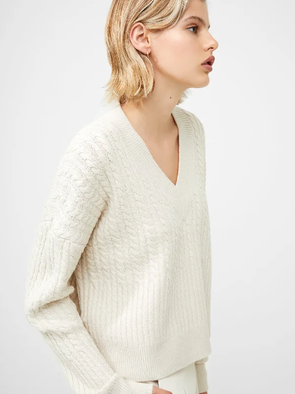 Babysoft Cable Knit V Neck Sweater