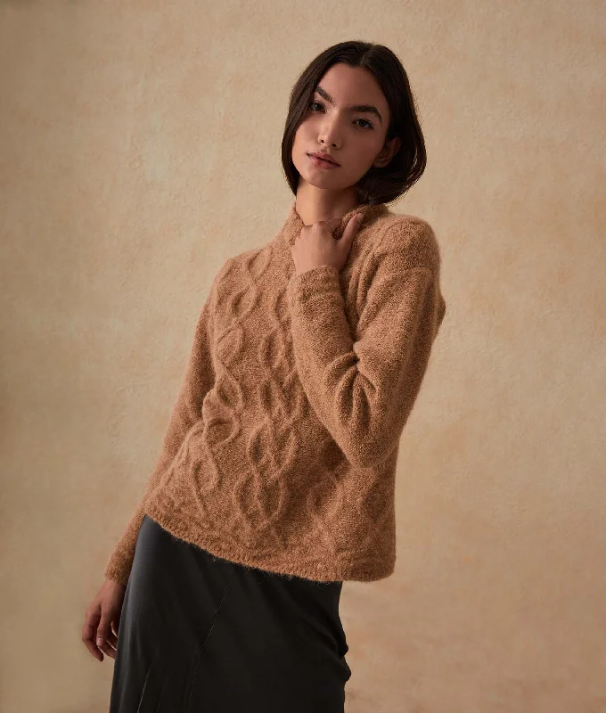 Cables High-Neck Sweater