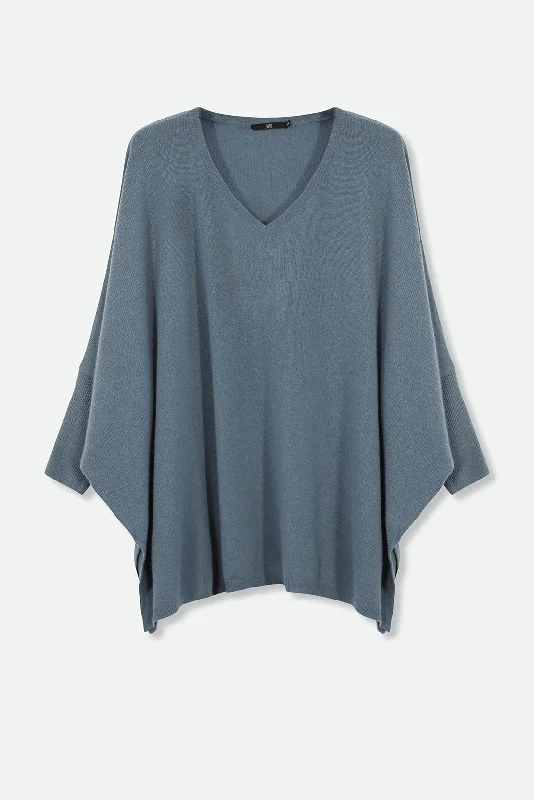 ANITA LONG SLEEVE PONCHO IN PURE CASHMERE MERINO