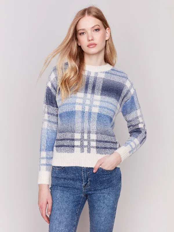 Plaid Space Dye Sweater - Frost