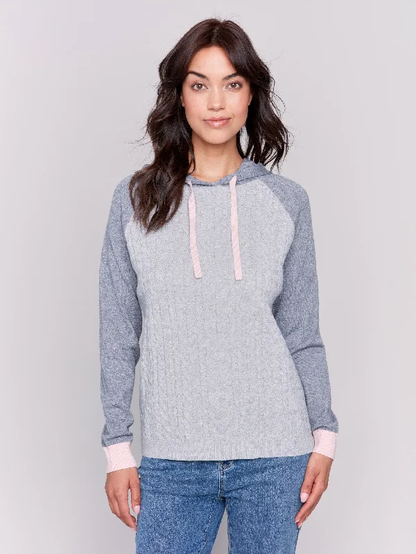 Two-Toned Hoodie Sweater - Grey